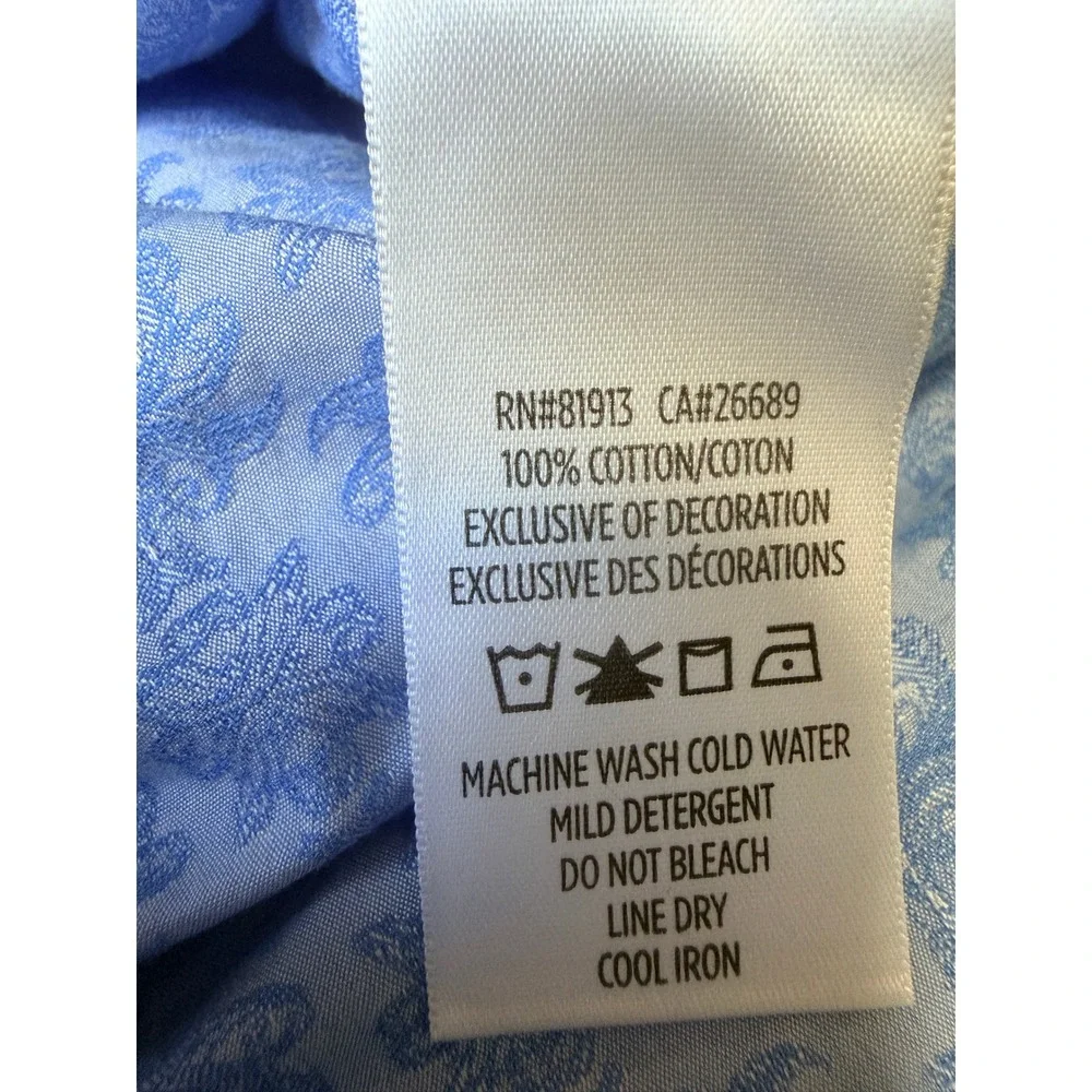 ROBERT GRAHAM - Men's Shirt - Blue Paisley Jacquard Long Sleeve Button - 2XL